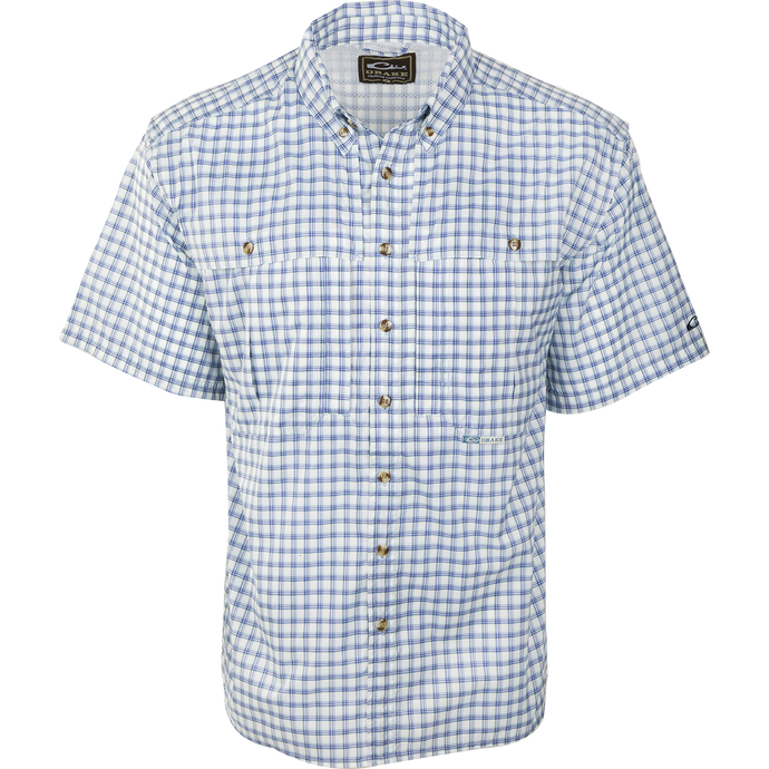 FeatherLite Plaid Wingshooter's Shirt S/S - Lightweight, breathable shirt for hot summer days. Quick-drying, moisture-wicking fabric. Button-down collar, large chest pockets, and back heat vent.