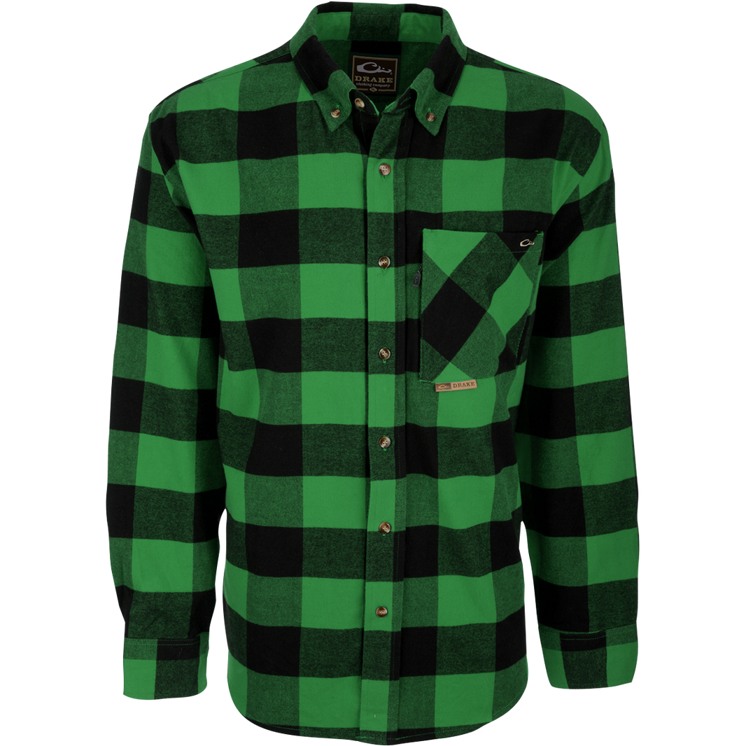 Drake Waterfowl Autumn Brushed Twill Shirt Green Black Medium drake-waterfowl-autumn-brushed-twill-shirt-green-black-medium