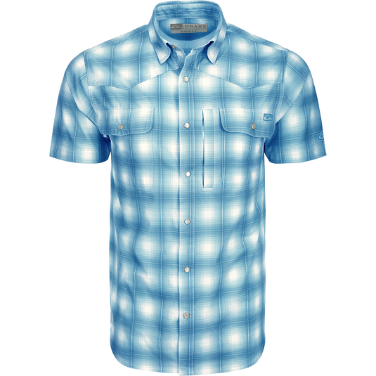 Cinco Ranch Western Plaid Button-Down Short Sleeve Shirt