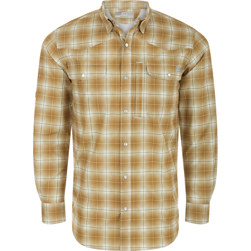 Cinco Ranch Western Fall Plaid Button-Down Long Sleeve Shirt