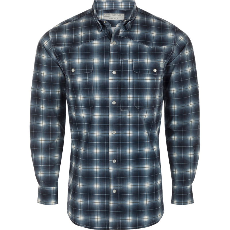fall dress shirt Drake Waterfowl Cinco Ranch Western Fall Plaid Long-Sleeve Shirt for Men