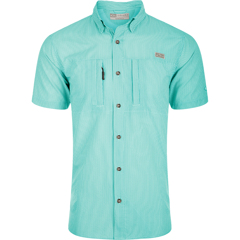 Classic Seersucker Stripe Button-Down Short Sleeve Shirt