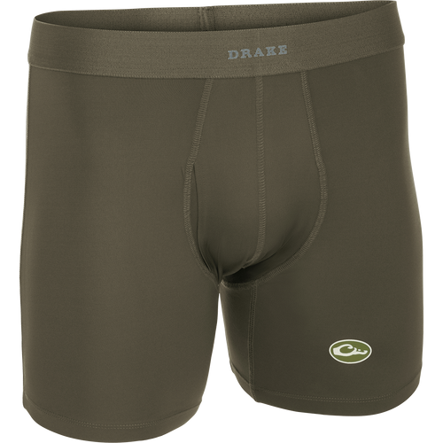 A close-up of the Commando Boxer Brief, a comfortable men's underwear with four-way stretch, moisture-wicking fabric, and functional fly.