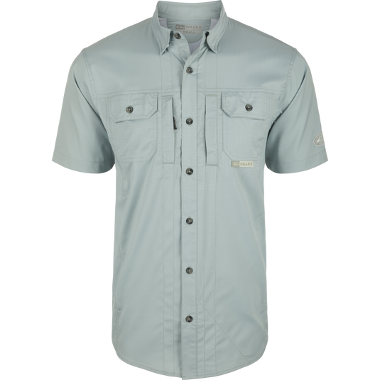 Quarry Wingshooter Trey Solid Dobby Shirt S/S: Performance shirt with vented back and chest pockets. Built-in sunglass wipe.