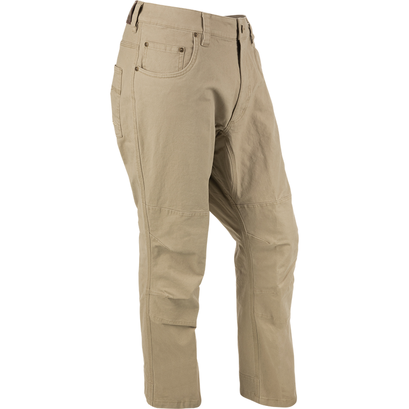 A rugged and versatile pair of Drake Stretch Canvas Pants with a classic five-pocket design and built-in stretch for ease of movement. Reinforced back leg cuffs and articulated knee enhance durability and mobility. Perfect for hunting, fishing, or casual wear.