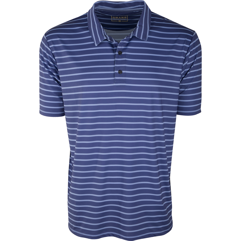 Performance S/S Stretch Striped Polo, a comfortable and versatile shirt with 4-Way Stretch, moisture-wicking fabric, and a classic silhouette. Perfect for any occasion.