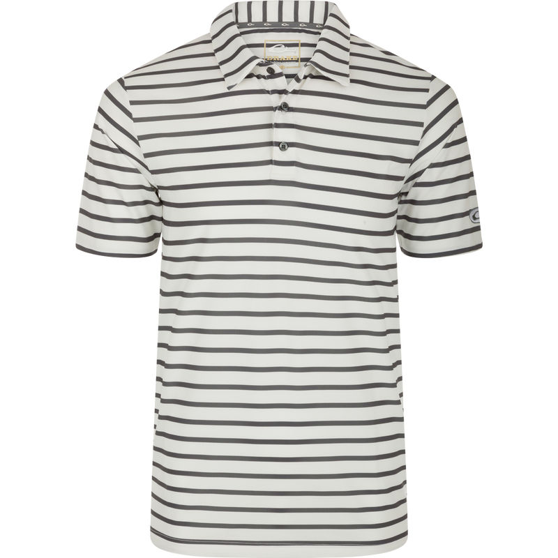 White and black striped polo shirt outlet