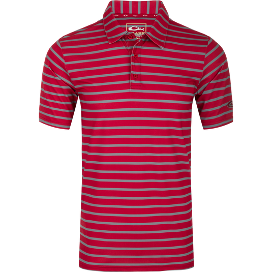 Performance S/S Stretch Striped Polo, a comfortable and versatile shirt with 4-Way Stretch, moisture-wicking fabric, and a classic silhouette. Ideal for office or outdoor activities.
