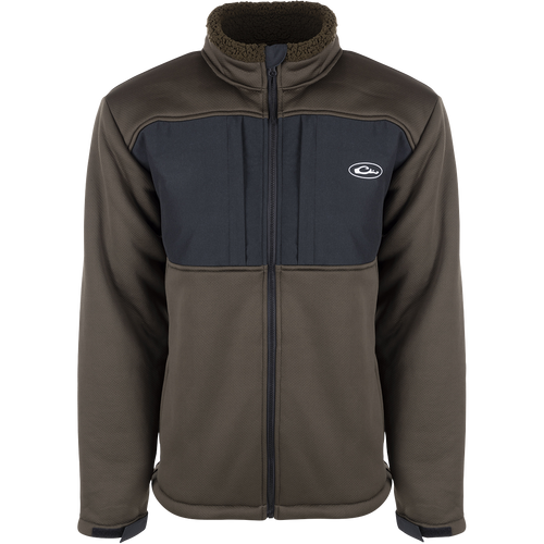 Sherpa Fleece Lined Jacket with zippered pockets, adjustable cuffs, and side waist cinch cord. Made of 100% Polyester Stretch Fabric and lined with 400g Sherpa Fleece for ultimate warmth and comfort.