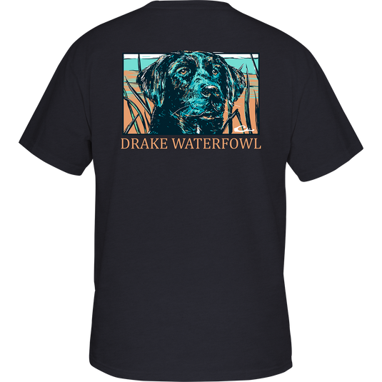 Pop Art Lab T-Shirt: A black shirt with a dog design, featuring a Drake logo on the front pocket.
