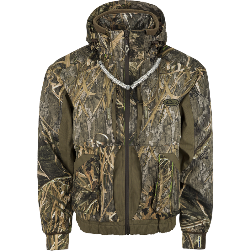 A versatile camouflage jacket with a removable liner for all weather conditions. Stay warm, dry, and comfortable during your hunting adventures with this LST Youth Reflex 3-in-1 Plus 2 Jacket from Drake Waterfowl.