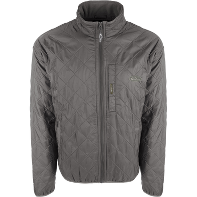A Delta Fleece-Lined Quilted Jacket with quilted insulation and micro-fleece lining. Features Magnattach™ pocket and slash pockets with fleece lining.
