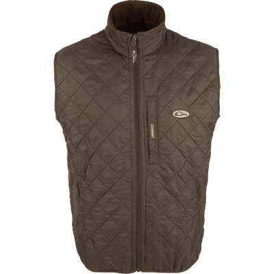 Delta Quilted Fleece Lined Vest: A stylish outerwear with a quilted design and micro-fleece lining for enhanced warmth. Features a Magnattach™ pocket on the left chest and two lower slash pockets with fleece linings. 