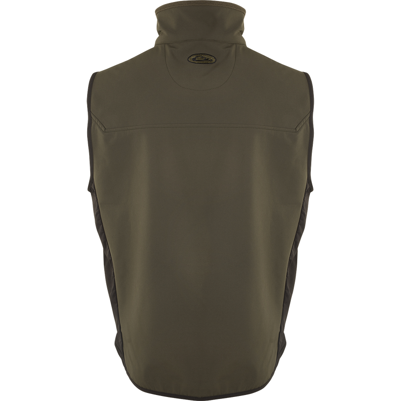 Back of EST Windproof Tech Vest, a high-quality hunting gear product from Drake Waterfowl. The vest features a windproof barrier, lightweight design, and multiple pockets. Perfect for both field use and everyday wear.