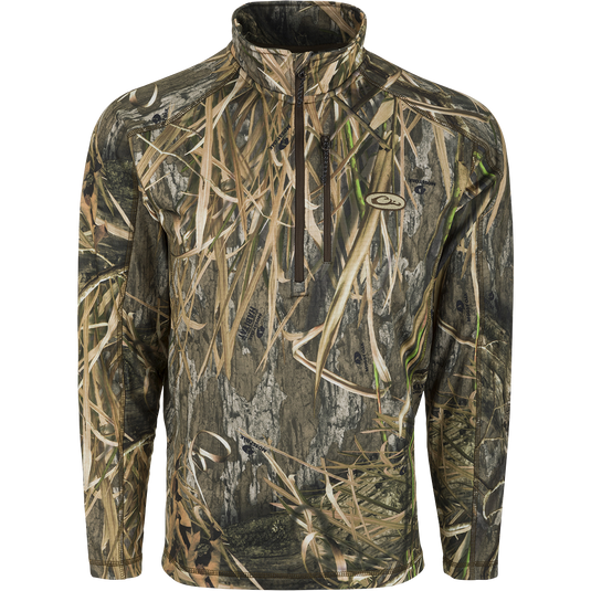 MST Breathelite 1/4 Zip Camo Pullover:  a camouflage jacket with a soft hood and raglan sleeves for improved range of motion.
