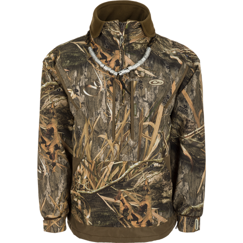 MST Waterproof Fleece-Lined 1/4 Zip Jacket: A versatile camouflage jacket for hardcore hunters, featuring adjustable cuffs, storage pouches, and handwarmer pockets.