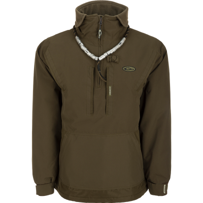 MST Waterproof Fleece-Lined 1/4 Zip Jacket, a versatile pullover for hardcore hunters. Waterproof, windproof, and breathable. Adjustable cuffs, extendable collar, and multiple pockets for storage and comfort.