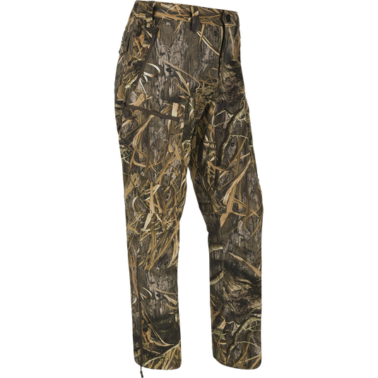 MST Softshell Waterfowler Pants: Versatile camo pants for mid-season or late-season hunts. Secure pockets for essentials. Easy to put on or take off over boots. Exceptional freedom and comfort with articulated knees and gusseted crotch.