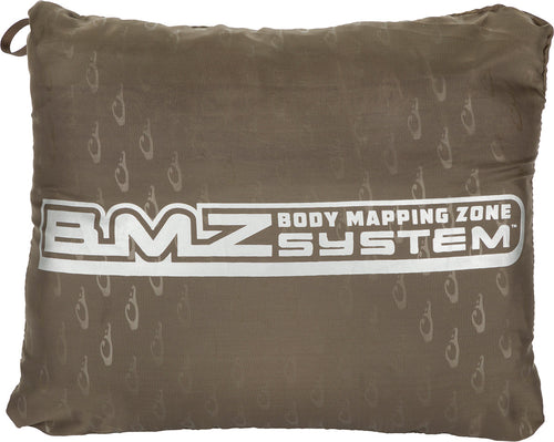 A close-up of the Guardian Flex G3 Flex Bib with BMZ System Liner, featuring a throw pillow with text on it.