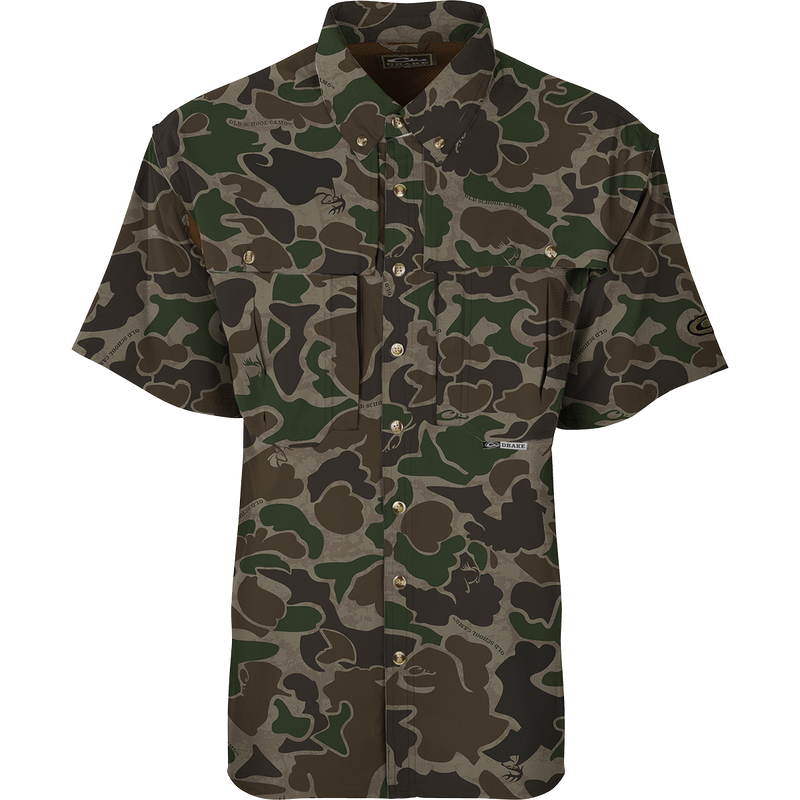 EST Camo Flyweight Wingshooter's Shirt: Lightweight, breathable hunting shirt with moisture-wicking fabric, UPF 50+ sun protection, back vents, mesh panels, and multiple chest pockets. Ideal for early season hunting.