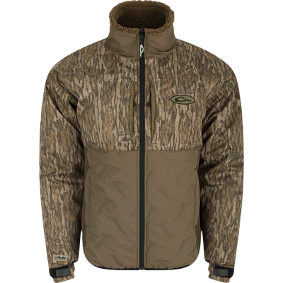 LST Guardian Flex Double Down Eqwader Full Zip jacket with windproof and waterproof upper body, synthetic double down insulation, and abrasion-resistant matte finish. Stay warm and dry in any conditions.