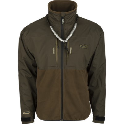 MST Guardian Eqwader Flex Fleece Full Zip Jacket: A waterproof/windproof shell jacket with fleece lower body for breathability. Features Magnattach™ call and whistle pockets, zippered chest and lower pockets, and improved comfort and range-of-motion.