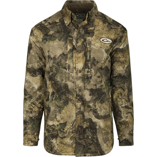 MST Fleece-Lined Guardian Flex Jac-Shirt: A camouflage jac-shirt with plenty of pocket storage for calls, phones, and essentials. Waterproof and breathable fabric with insulated fleece lining for extra comfort and mobility.