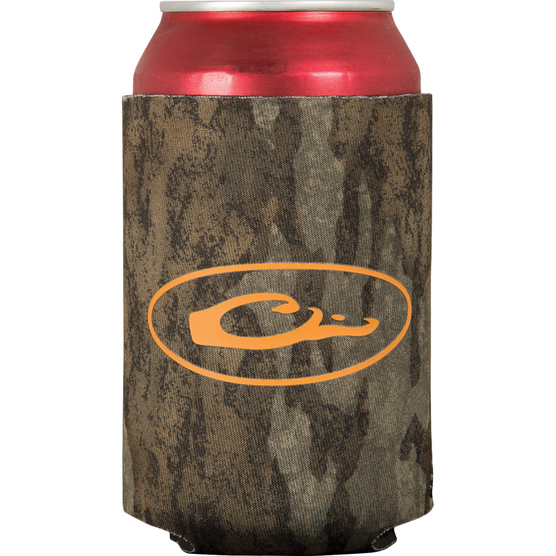 Can Cooler featuring a red-covered can with a logo. Perfect for keeping your favorite beverage cold while showcasing your favorite outdoor brand.