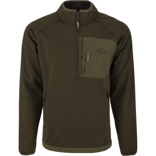 MST Endurance 1/4 Zip Camo Pullover: Lightweight, breathable fabric for comfort and mobility in warmer conditions. Ideal for layering or chilly nights at the camp. Magnattach™ and zippered chest pockets, elastic waist and cuffs.