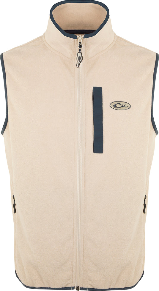 Youth Camp Fleece Vest by Drake Waterfowl: Lightweight poly-fleece vest with logo. Ideal for layering under outerwear. Features Magnattach™ pocket and zippered handwarmer pockets.