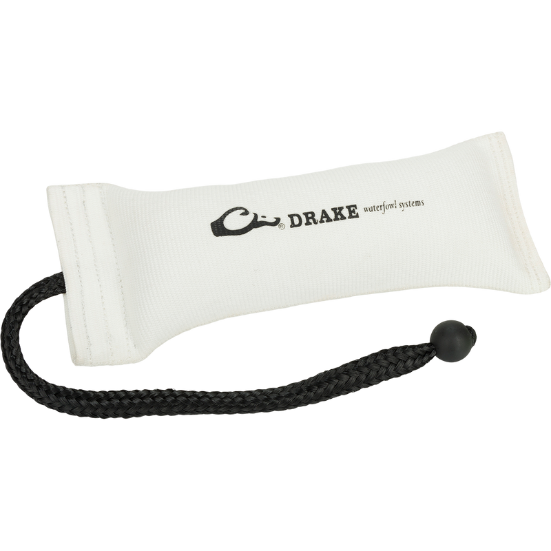 White Large Firehose Bumper at Drake Waterfowl. Durable 100% polyester fabric, cork-filled, and easy to throw. 
