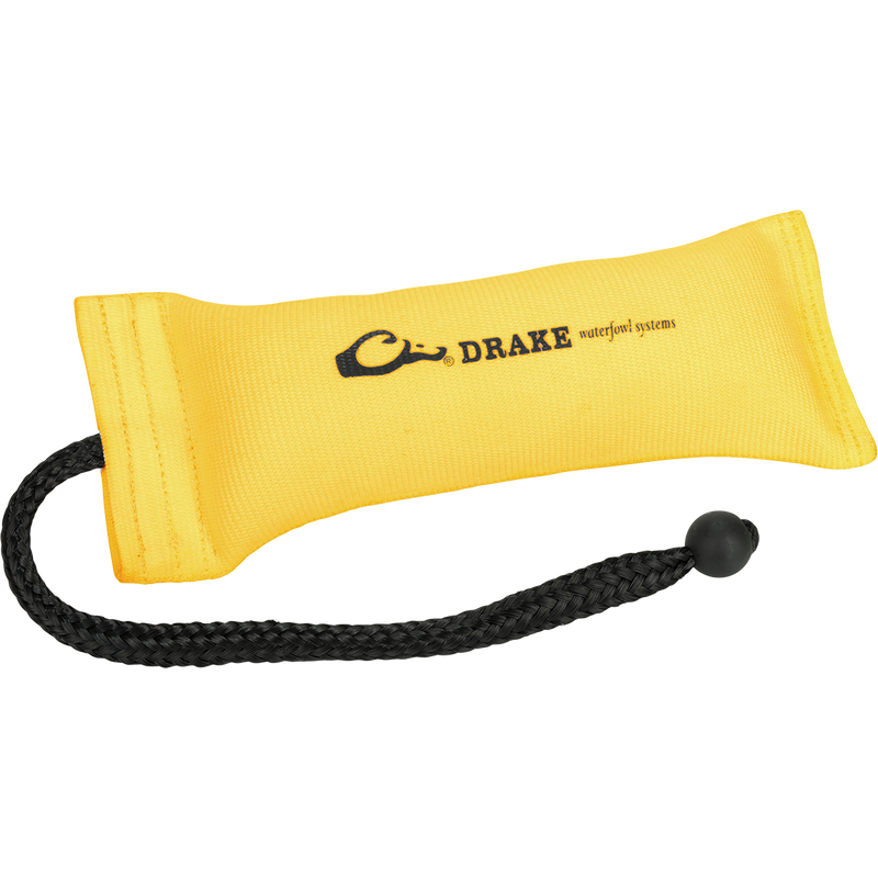 Yellow Large Firehose Bumper at Drake Waterfowl. Durable 100% polyester fabric, cork-filled, and easy to throw. 
