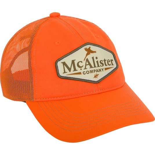 McAlister Twill Upland Hex Patch Mesh-Back Cap: A low-profile, comfortable ball cap with a vented back. Features a diamond-shaped logo and adjustable closure.