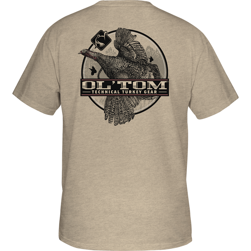 Ol' Tom Camber Flight T-Shirt: A cotton/polyester blend tee with Ol' Tom logo on the front pocket and a turkey graphic on the back.