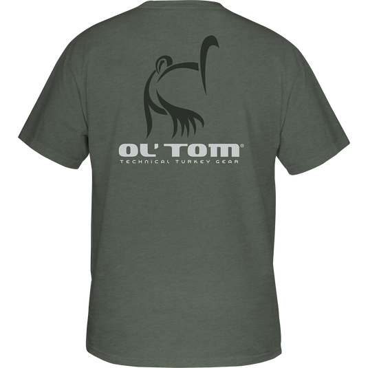 Ol' Tom Vintage Logo T-Shirt: Back view of a grey shirt with Ol' Tom logo on it.