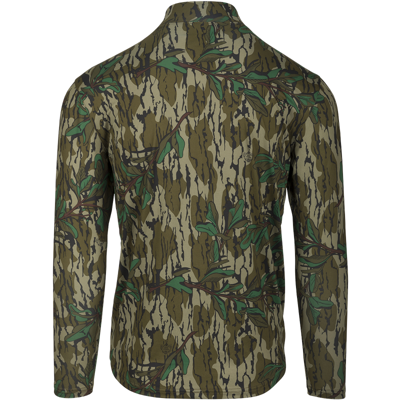 A performance fabric shirt for hot-weather turkey hunting. Moisture-wicking, ultralight, and quick-drying. 92% polyester / 8% spandex.