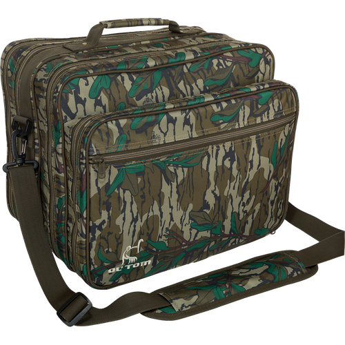 Ol' Tom Treasure Chest: A camouflage bag with a strap, featuring over 90 custom compartments for turkey calls and tools. Perfect for organized storage during turkey season trips or post-season.