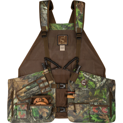 Time & Motion™ Easy-Rider Turkey Vest: Lightweight, functional hunting accessory with adjustable straps, back pad, and padded seat cushion. Features include call pouches, storage pockets, flashlight pocket, and game bag. Neoprene shoulder straps for comfort.