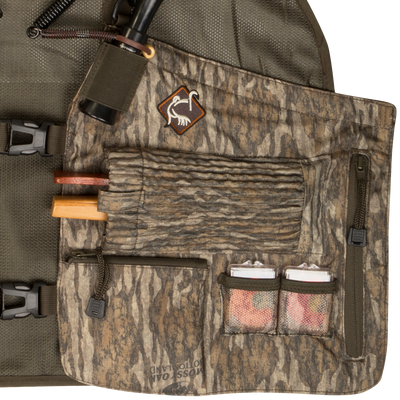 Time & Motion™ Easy-Rider Turkey Vest: Camouflage vest with scope and stick. Lightweight and functional. T-Beam back pad for comfort. Magnattach padded rear seat cushion. Adjustable straps for all sizes. External call pouch, striker sleeves, and more. 2 lbs. 10 oz.