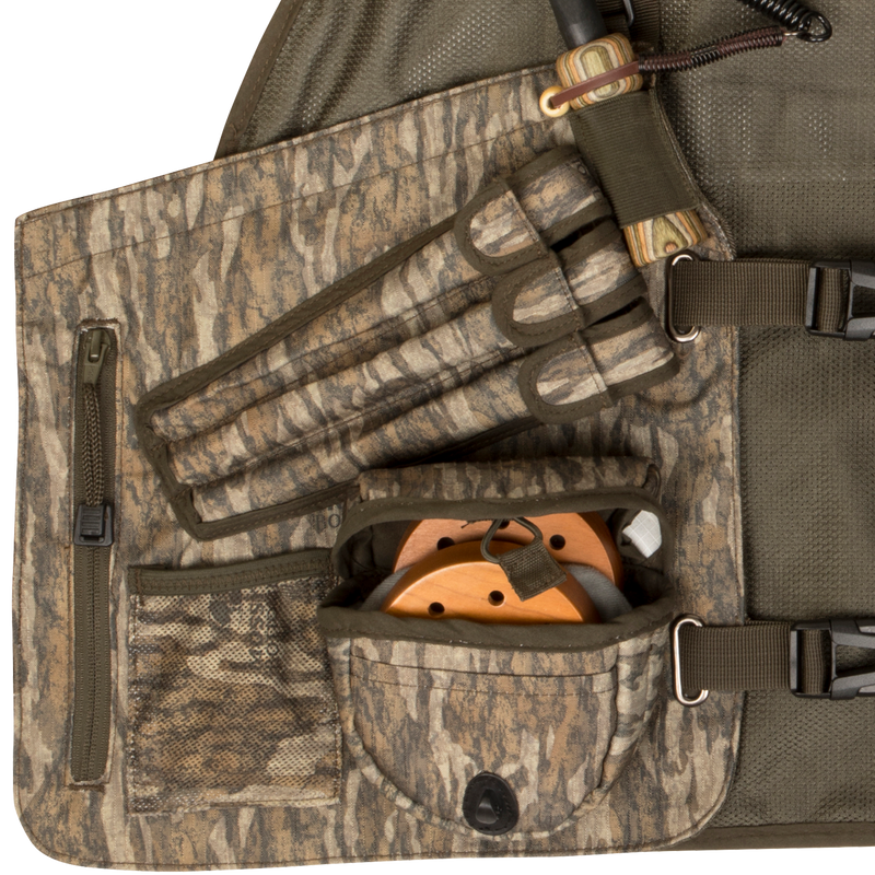 Time & Motion™ Easy-Rider Turkey Vest: Lightweight, functional turkey vest with T-Beam back pad, Magnattach padded rear seat cushion, adjustable straps, and various storage pockets.