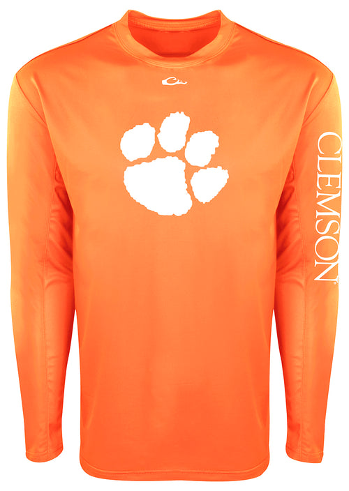 Clemson L/S Performance Shirt: A long-sleeved shirt with a paw print, designed for all-day sun protection and comfort. Breathable mesh on the back and underarms keeps you cool. Shield 4™ technology guarantees all-around protection from the elements.