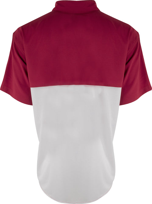 Mississippi State S/S Mesh Back Flyweight Shirt - A lightweight, breathable shirt for warm-weather outdoor activities. Quick-drying, moisture-wicking fabric with vented mesh back. Horizontal chest pockets with velcro closures.