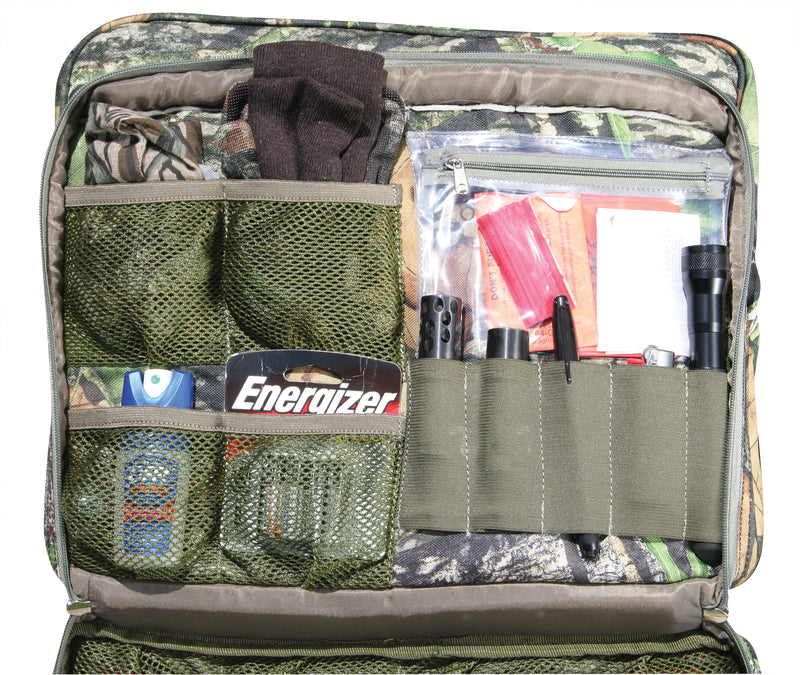 Ol' Tom Treasure Chest, a bag with over 90 compartments for organizing turkey calls and tools. Perfect for trips or post-season storage.