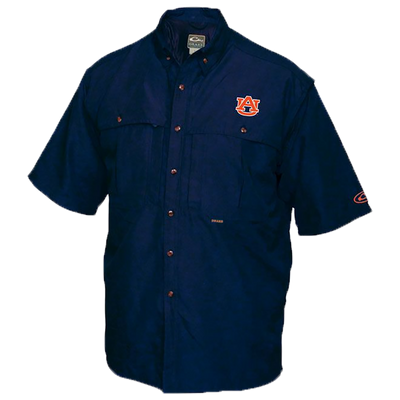 Auburn Wingshooter's Shirt Short Sleeve - A breathable, quick-drying shirt with front and back ventilation. Features oversized chest pockets, Magnattach™ pocket, and zippered vertical pocket. Perfect for Game Day.