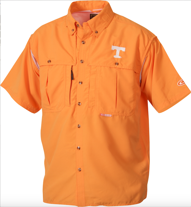 Tennessee Wingshooter's Shirt Short Sleeve: Breathable, quick-drying shirt with front and back ventilation. Features oversized chest pockets, Magnattach pocket, and zippered vertical pocket. Perfect for Game Day.