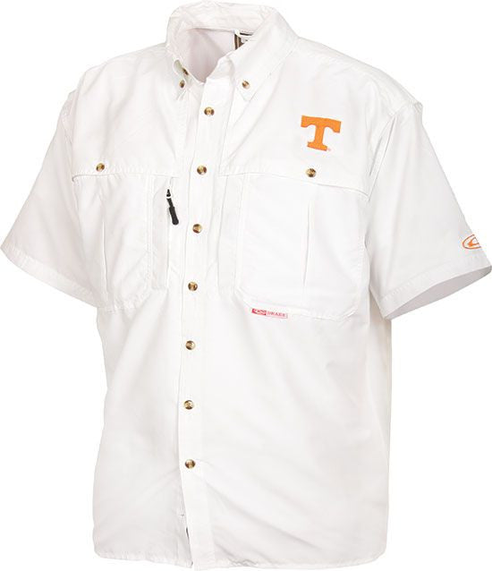 Tennessee Wingshooter's Shirt: Breathable, quick-drying shirt with front and back ventilation. Features Magnattach pocket, large chest pockets, and zippered vertical pocket. Ideal for Game Day.